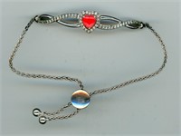 Sterling Ruby Garnet Heart Bracelet