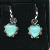 Sterling Multi Color Heart Earring New