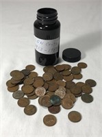 Container Of 1953-1959 Canadian One Cent Coins