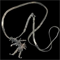 925 Herringbone Necklace with Joker Charm Sterling