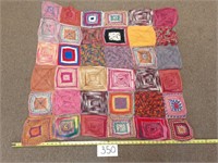 Knitted Patchwork Blanket - About 36" x 41"