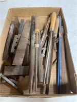 Files, chisels and saw blades pipe wrench and