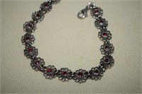 Sterling Silver & Garnets Bracelet