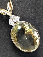 $1400 14K  Citrine(3.7ct) Diamond(0.05ct) Pendant
