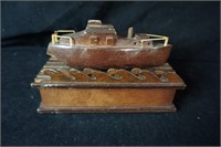 Wooden Music Box with Boat