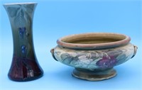 2 PCS WELLER, EOCEAW 8 1/2" VASE HIGH GLAZE WITH