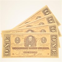 4 $1 CSA Facsimile Notes Feb 17 1864