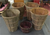 4 Primitive oak baskets