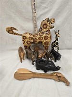 Wood Lions, Zebras, Elephant Votive, Giraffe