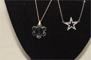 Sterling Italy Necklace w/ Crystal Snowflake &