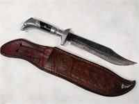 Mexican Engraved Blade Knife w/ Sheath