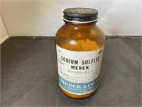 Vintage 6 1/2" Merck Sodium Sulfite Bottle
