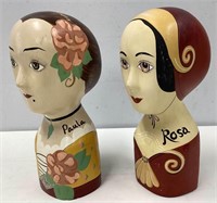 Two Hand Painted Millinery Plaster Stands