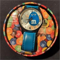M&M Blue Wrist Watch New in Tin