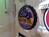 Motor Oil Round Bottle Cap Metal Sign