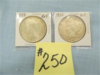1922, 1922 Peace Silver Dollars - ExF