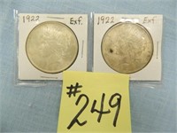 1922, 1922 Peace Silver Dollars - ExF