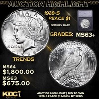 ***Auction Highlight*** 1928-s Peace Dollar $1 Gra