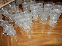 Large Set of Nice Pressed Clear Glass Stemware