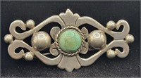 Taxco .980 Silver Scroll Brooch