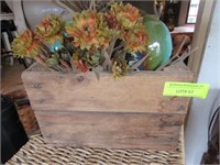 Wooden Box with Glass Canning Jar, Flower Arrangem