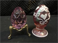 Lot 2 Waterford and Fenton Crystal Eggs