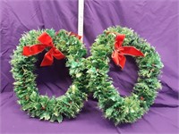 2 Vintage Plastic Christmas Wreathes
