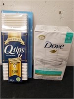 New 500 count q-tips, and Dove bar soap