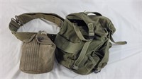 Army belt with canteen and sack