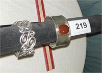 sterling scroll bracelet & bracelet w/brown stone