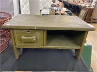 Vintage paint decorated small storage bench.