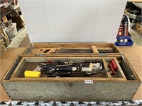 Large Wood Tool Box w/ Contents