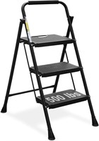 SEALED-HBTower 3-Step Steel Ladder, Black