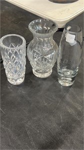 Three Lead Crystal Vases
