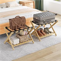 Smuxee Bamboo Luggage Rack  2 Pack