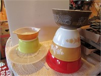 7pc Vintage Kitchen Glass Pyrex Mixing Bowls