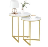 Wisfor Nesting Side Table Set Of 2, Gold, Marble