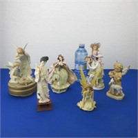 3 Angel Figurines - 1 Music Box, Oriental Figurine