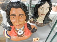 GROUP OF 2 HAND PAINTED 10" NATIVE AMERICAN BUST