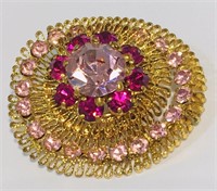 Vintage Austria Brooch Shades Of Pink Crystals