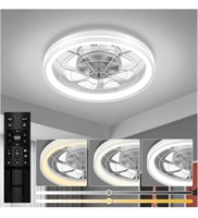 Ceiling Fans with Lights Flush Mount, White Low