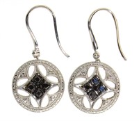 Genuine 1/4 ct Black Diamond Designer Earrings