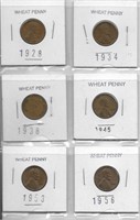 LOT OF 6 WHEAT PENNIES