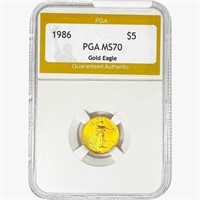 1986 $5 1/10oz Gold Eagle PGA MS70