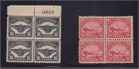 US Stamps #C5 & C6 Mint blocks of four, heavily hi