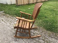 Antique wooden oak rocking chair