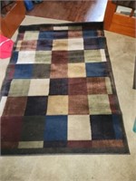 MULTI COLORED SQUARES AREA RUG  W/ SMALL RUNNER