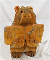 Chainsaw Carved Wooden Bear with Welcome Sign 18"H