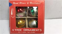 4 Hand Blown Tree Ornaments