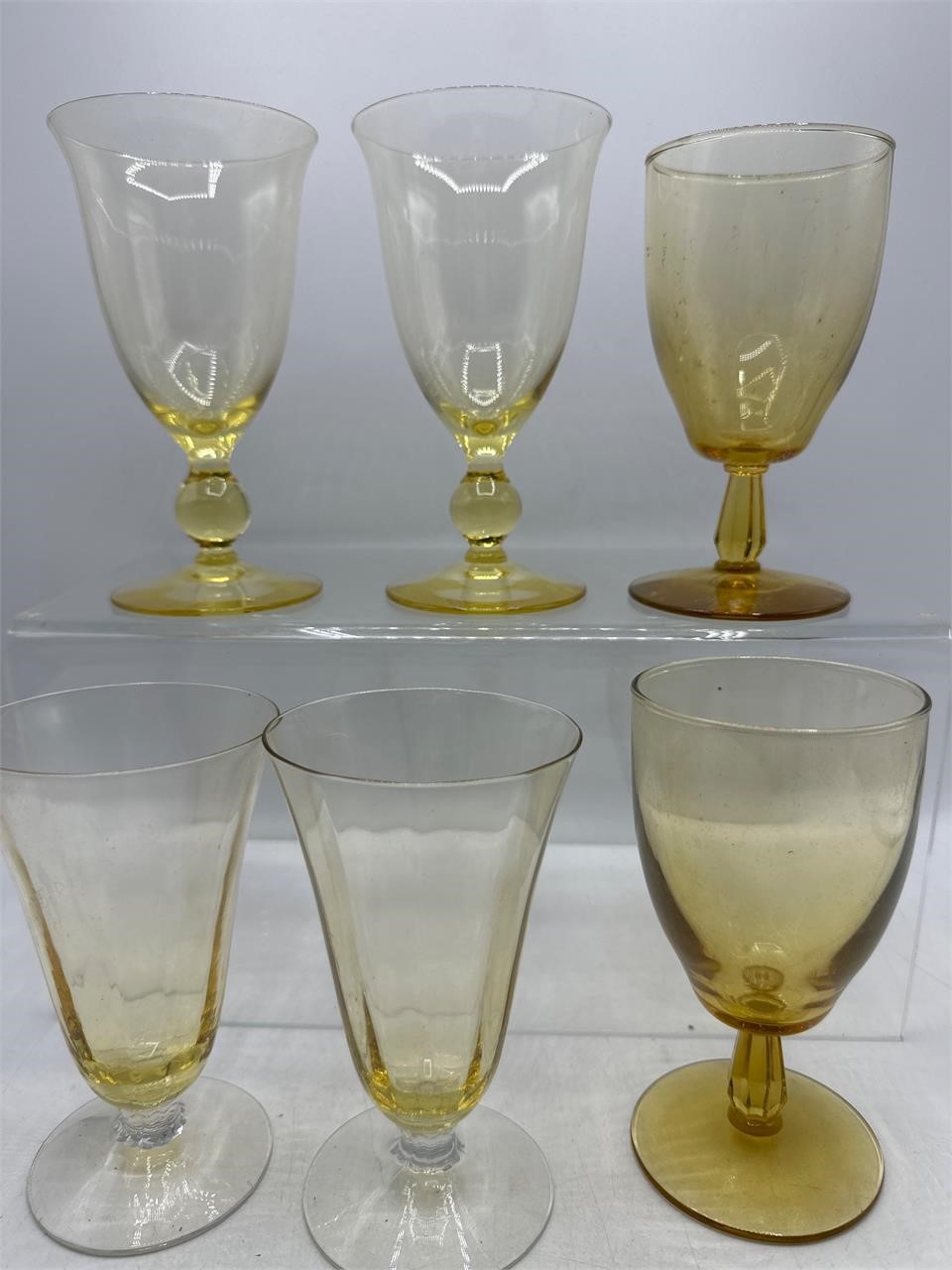 Vintage yellow glass stemware